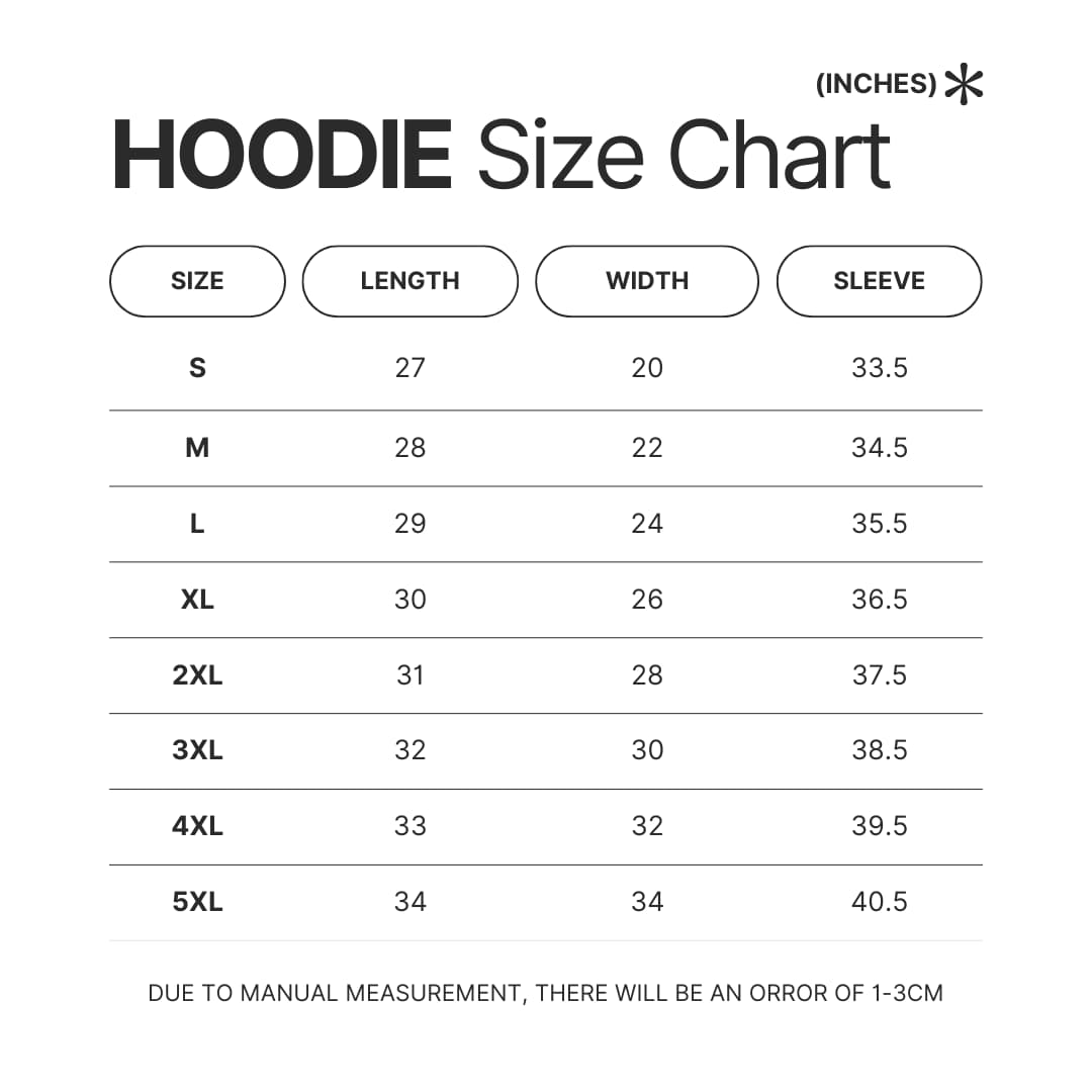 Hoodie Size Chart - Berserk EU Store