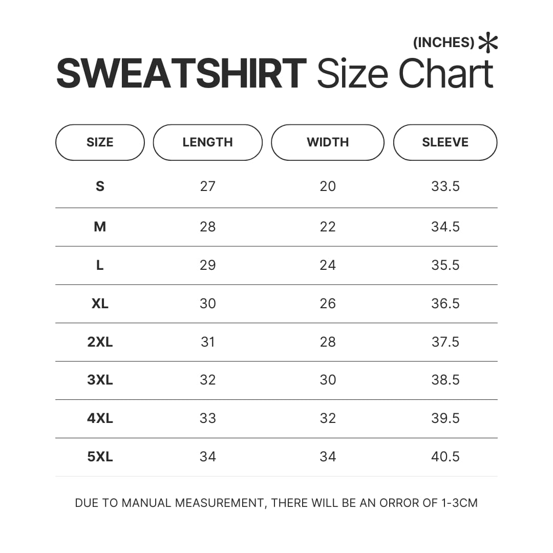 Sweatshirt Size Chart - Berserk EU Store
