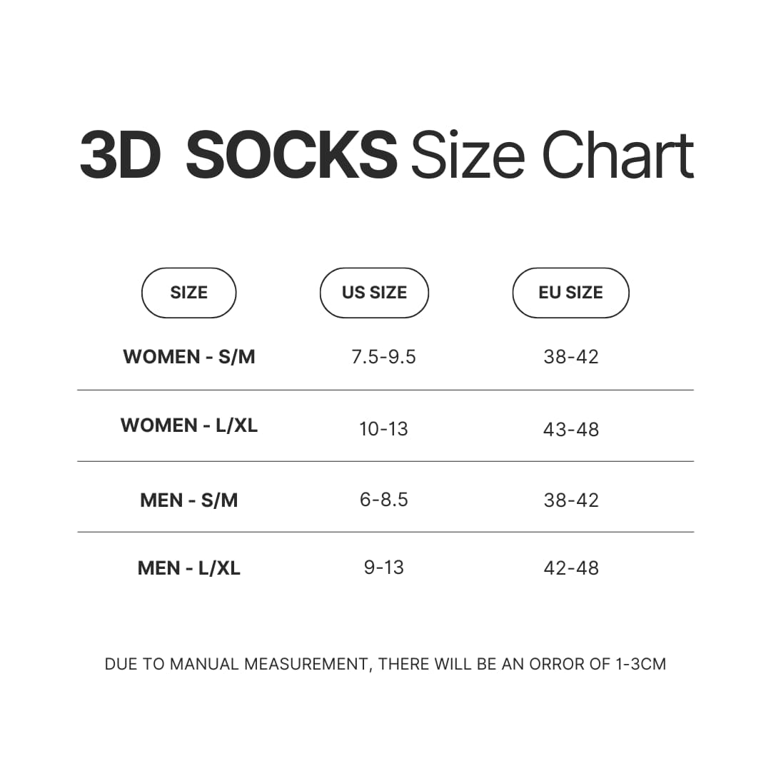 3D Socks Size Chart - Berserk EU Store