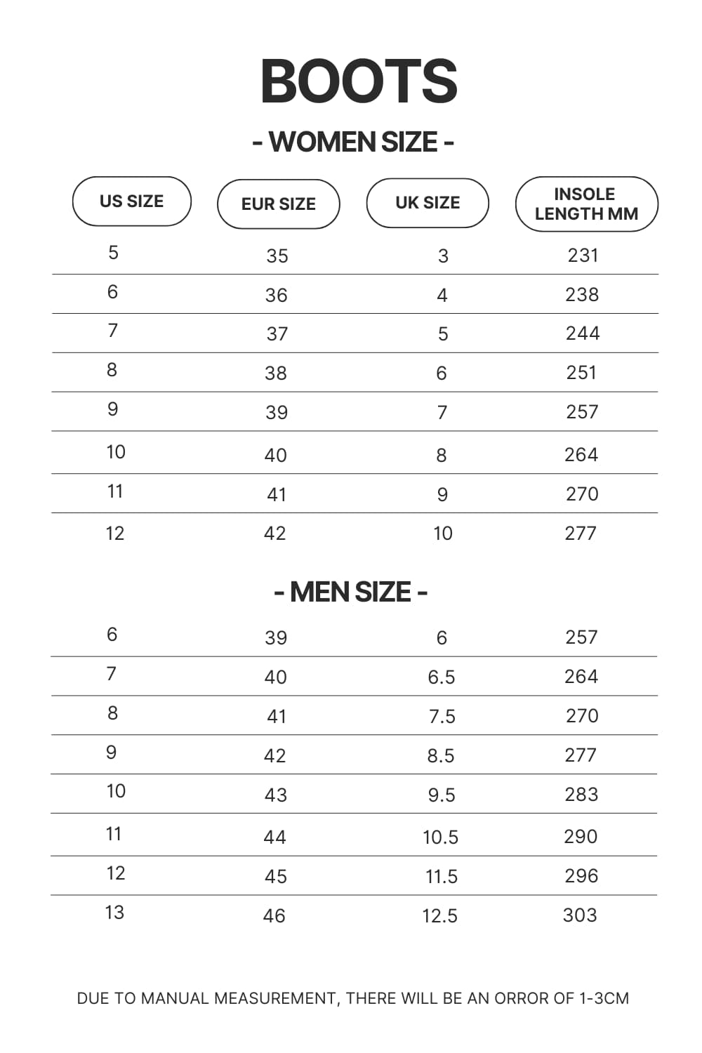 Boots Size Chart 1 - Berserk EU Store