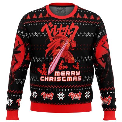 Christmas Red Guts Berzerk men sweatshirt FRONT mockup - Berserk EU Store