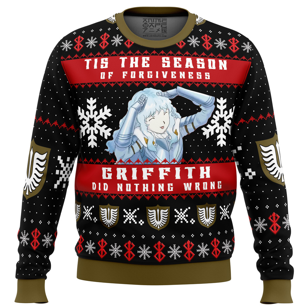 Griffith-Did-Nothing-Wrong-Berserk_Ugly-Christmas-Sweater-FRONT-mockup Griffith Did Nothing Wrong Berserk Ugly Christmas Sweater FRONT mockup - Berserk EU Store