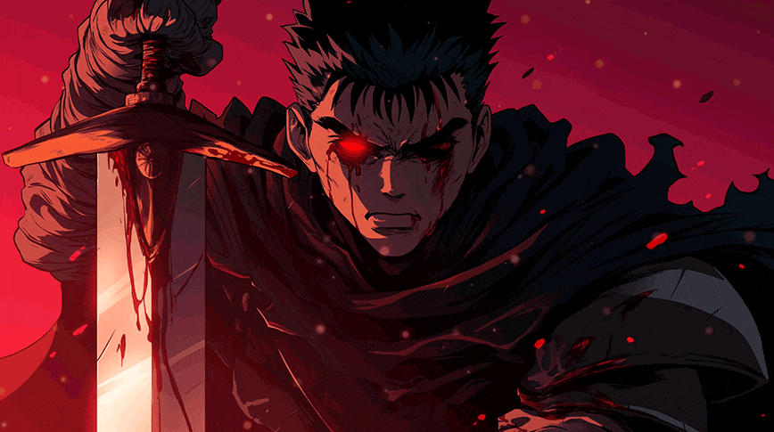 berserk guts red glowing eye gif desktop wallpaper preview - Berserk EU Store